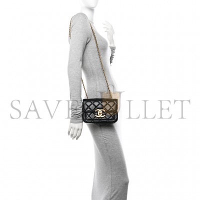 CHANEL MASTER MINI OVERSIZED CC FLAP BAG IN SHINY QUILTED LAMBSKIN BLACK AS5026 (19*13.5*7cm)